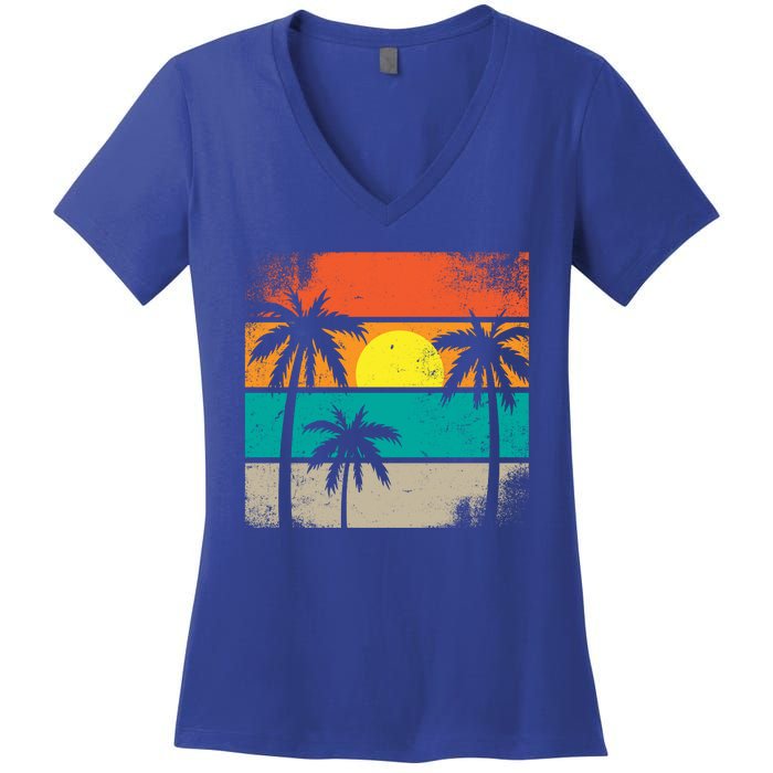 Retro Summer Funny Beach Life Vintage Women's V-Neck T-Shirt