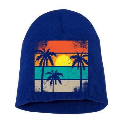 Retro Summer Funny Beach Life Vintage Short Acrylic Beanie