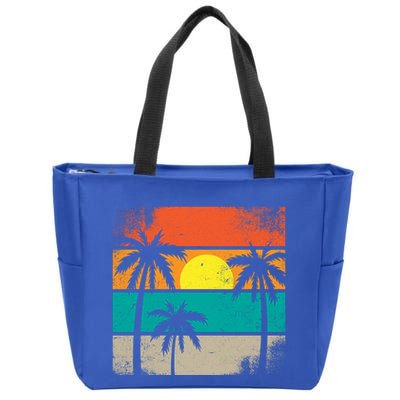 Retro Summer Funny Beach Life Vintage Zip Tote Bag