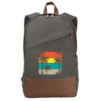 Retro Summer Funny Beach Life Vintage Cotton Canvas Backpack