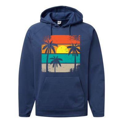 Retro Summer Funny Beach Life Vintage Performance Fleece Hoodie