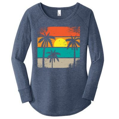 Retro Summer Funny Beach Life Vintage Women's Perfect Tri Tunic Long Sleeve Shirt