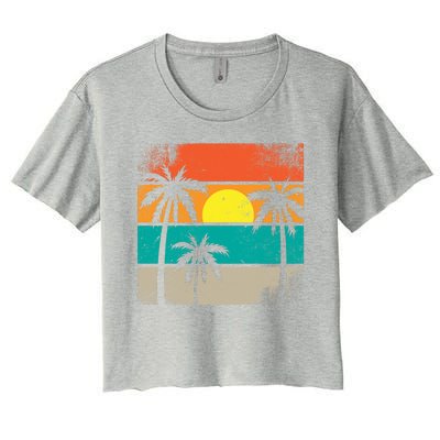 Retro Summer Funny Beach Life Vintage Women's Crop Top Tee