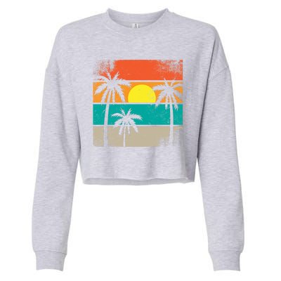 Retro Summer Funny Beach Life Vintage Cropped Pullover Crew