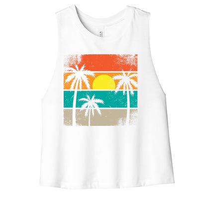 Retro Summer Funny Beach Life Vintage Women's Racerback Cropped Tank