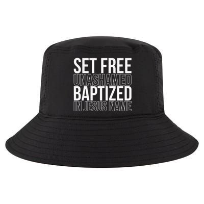 retro Set free unashamed baptized in Jesus name Cool Comfort Performance Bucket Hat