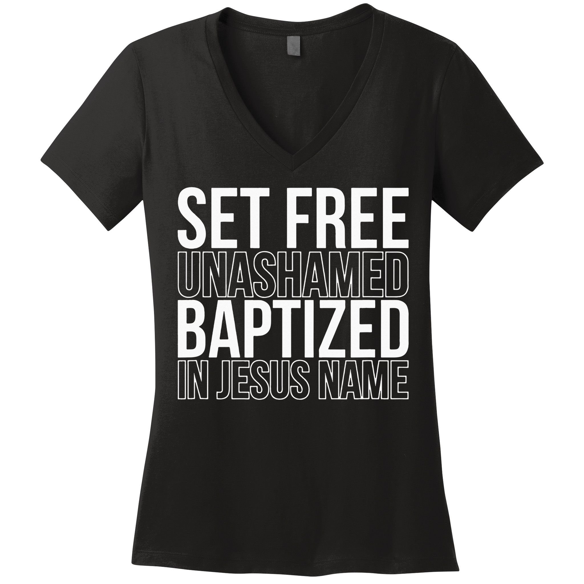 retro Set free unashamed baptized in Jesus name Women's V-Neck T-Shirt