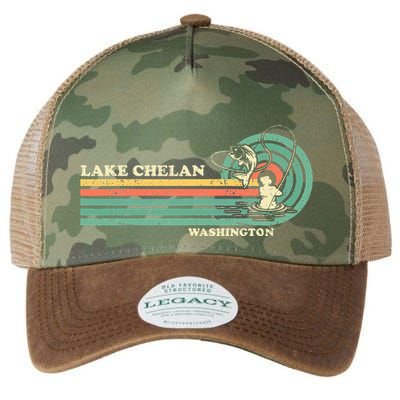 Retro Summer Fishing Washington Chelan Lake Legacy Tie Dye Trucker Hat