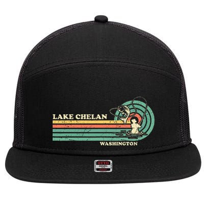 Retro Summer Fishing Washington Chelan Lake 7 Panel Mesh Trucker Snapback Hat