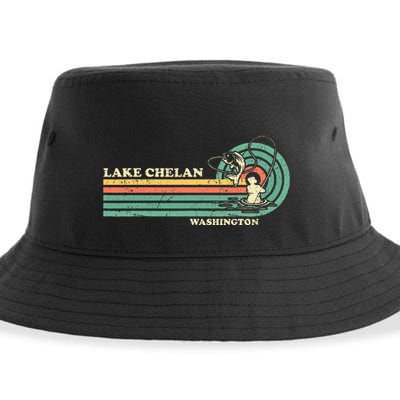 Retro Summer Fishing Washington Chelan Lake Sustainable Bucket Hat
