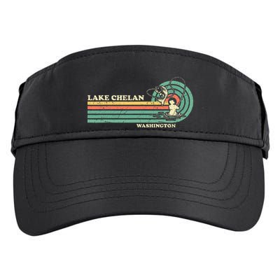 Retro Summer Fishing Washington Chelan Lake Adult Drive Performance Visor