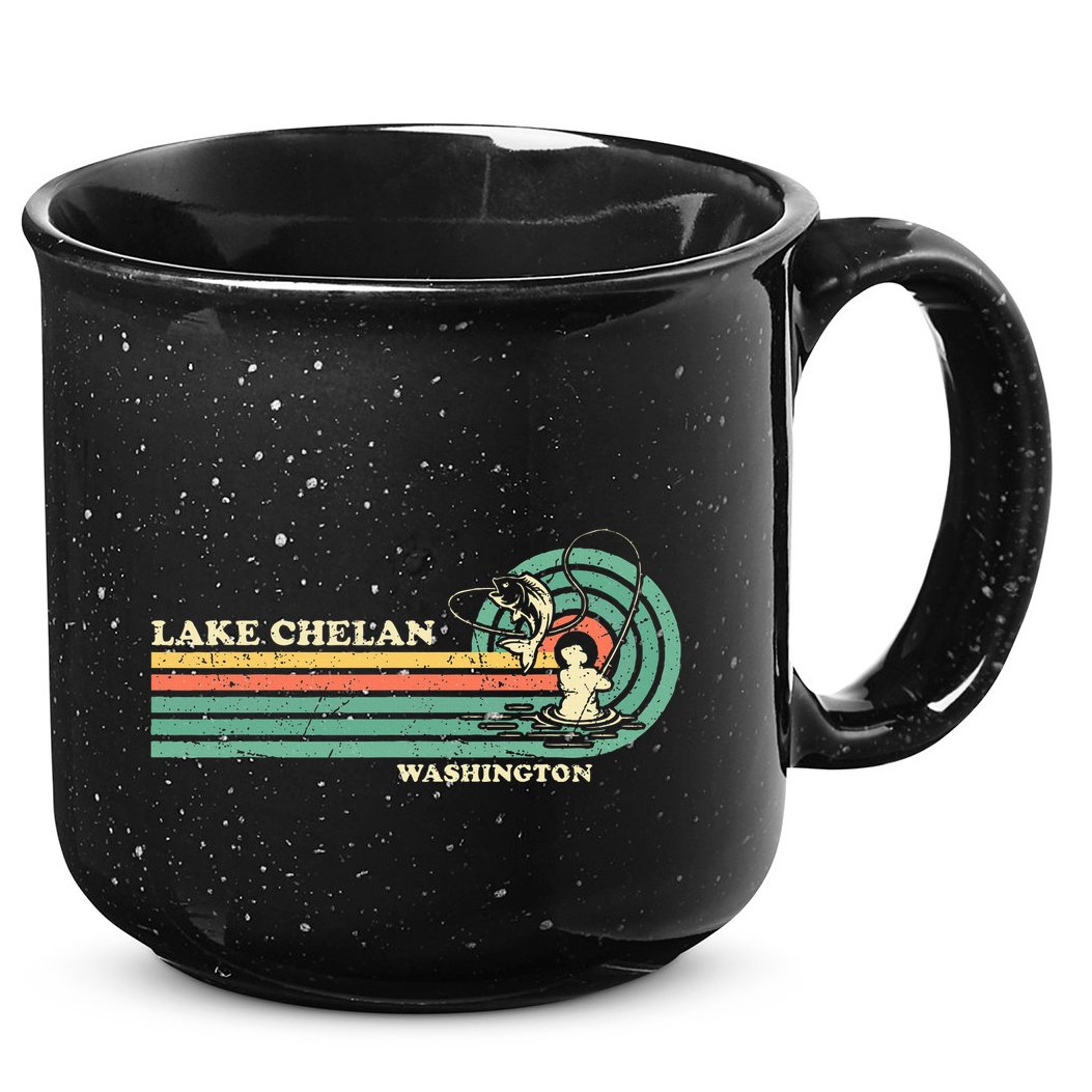 Retro Summer Fishing Washington Chelan Lake 15oz Campfire Ceramic Mug