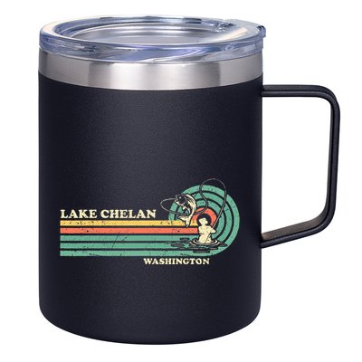 Retro Summer Fishing Washington Chelan Lake 12oz Stainless Steel Coffee Mug