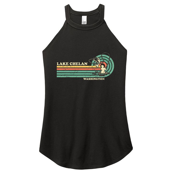 Retro Summer Fishing Washington Chelan Lake Women's Perfect Tri Rocker Tank