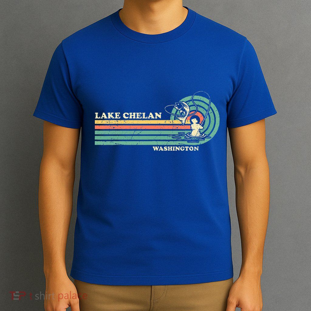 Retro Summer Fishing Washington Chelan Lake T-Shirt
