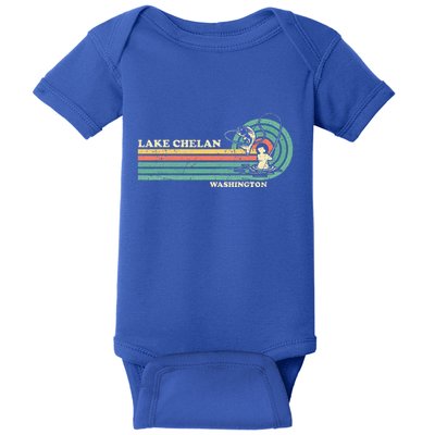Retro Summer Fishing Washington Chelan Lake Baby Bodysuit
