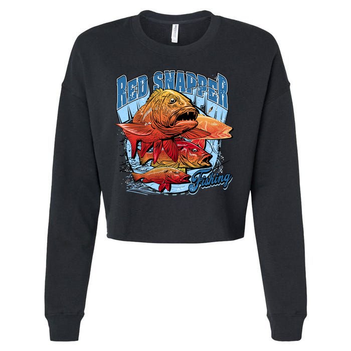 Red Snapper Fishing Cropped Pullover Crew