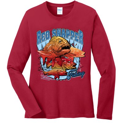 Red Snapper Fishing Ladies Long Sleeve Shirt