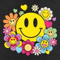 Retro Smile Face Flower Happy Face Flowers Heart Girl Adult Drive Performance Visor
