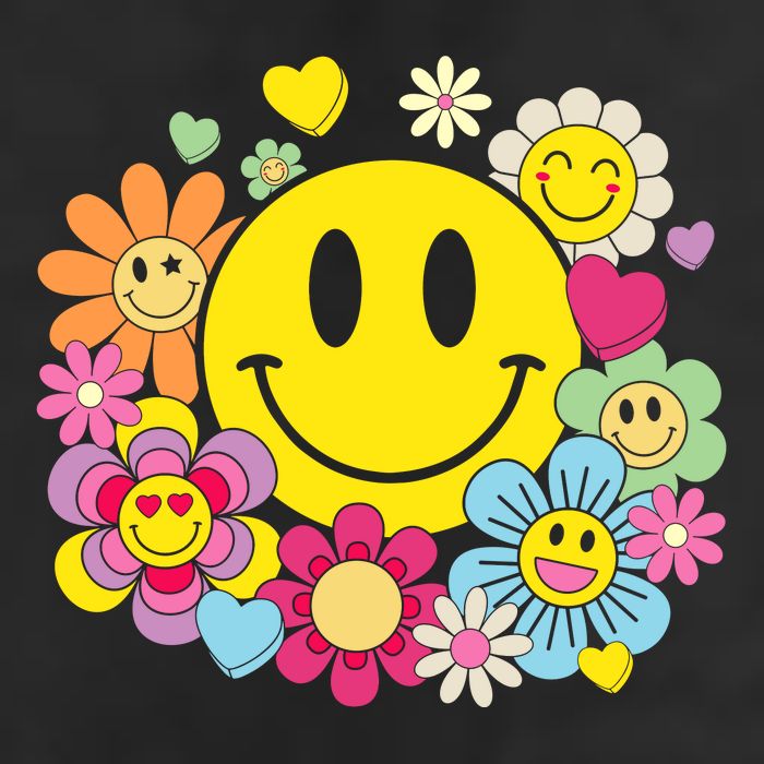 Retro Smile Face Flower Happy Face Flowers Heart Girl Adult Drive Performance Visor