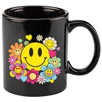 Retro Smile Face Flower Happy Face Flowers Heart Girl 11oz C Handle Ceramic Mug