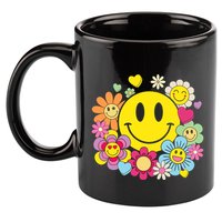 Retro Smile Face Flower Happy Face Flowers Heart Girl 11oz C Handle Ceramic Mug