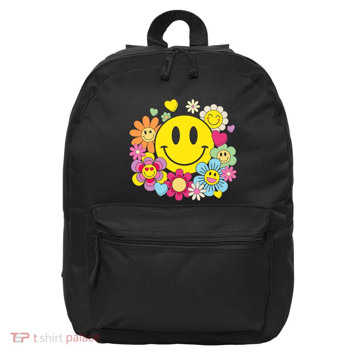 Retro Smile Face Flower Happy Face Flowers Heart Girl 16 in Basic Backpack
