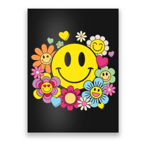 Retro Smile Face Flower Happy Face Flowers Heart Girl Poster