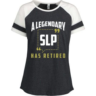 Retired SLP Funny Speech Pathologist Retirement Gift Enza Ladies Jersey Colorblock Tee