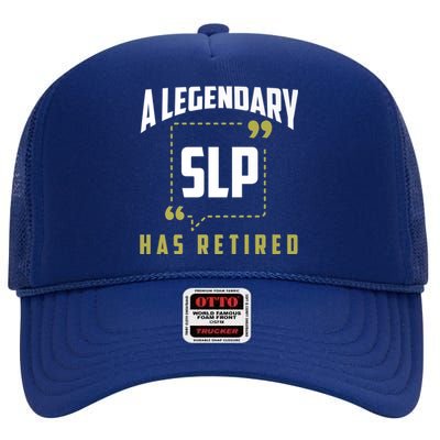 Retired SLP Funny Speech Pathologist Retirement Gift High Crown Mesh Back Trucker Hat