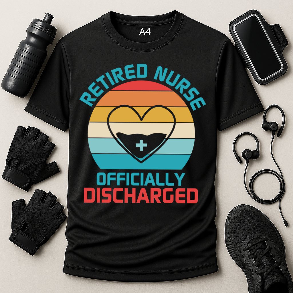 Retro Sunset Funny Retired Nurse Funny Nurse Retirement Quote Cooling Performance Crew T-Shirt