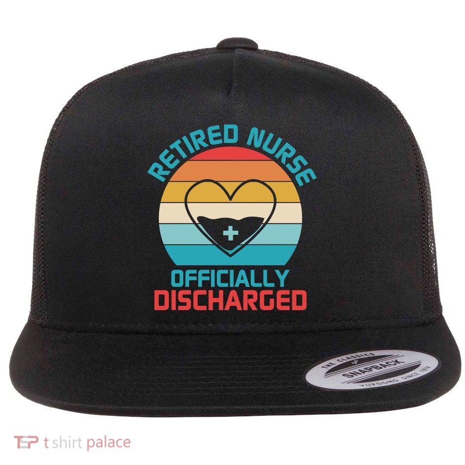 Retro Sunset Funny Retired Nurse Funny Nurse Retirement Quote Flatbill Hat
