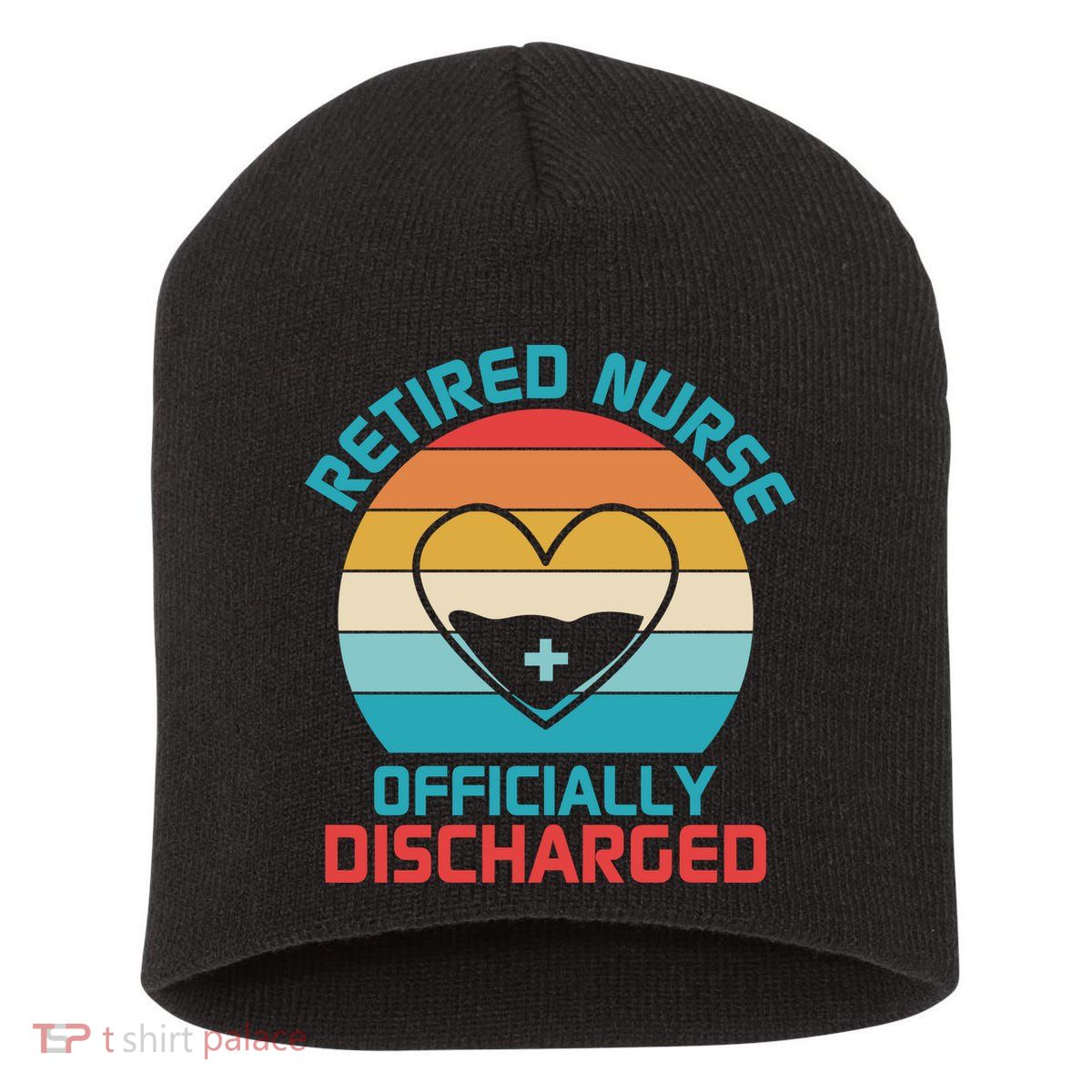 Retro Sunset Funny Retired Nurse Funny Nurse Retirement Quote Short Acrylic Beanie
