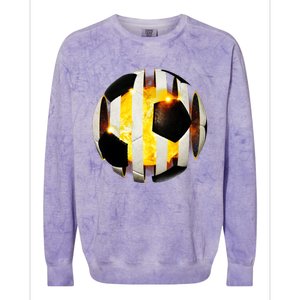 Ripped Soccer Futbol Fire Ball Colorblast Crewneck Sweatshirt