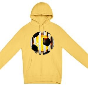 Ripped Soccer Futbol Fire Ball Premium Pullover Hoodie