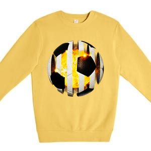 Ripped Soccer Futbol Fire Ball Premium Crewneck Sweatshirt