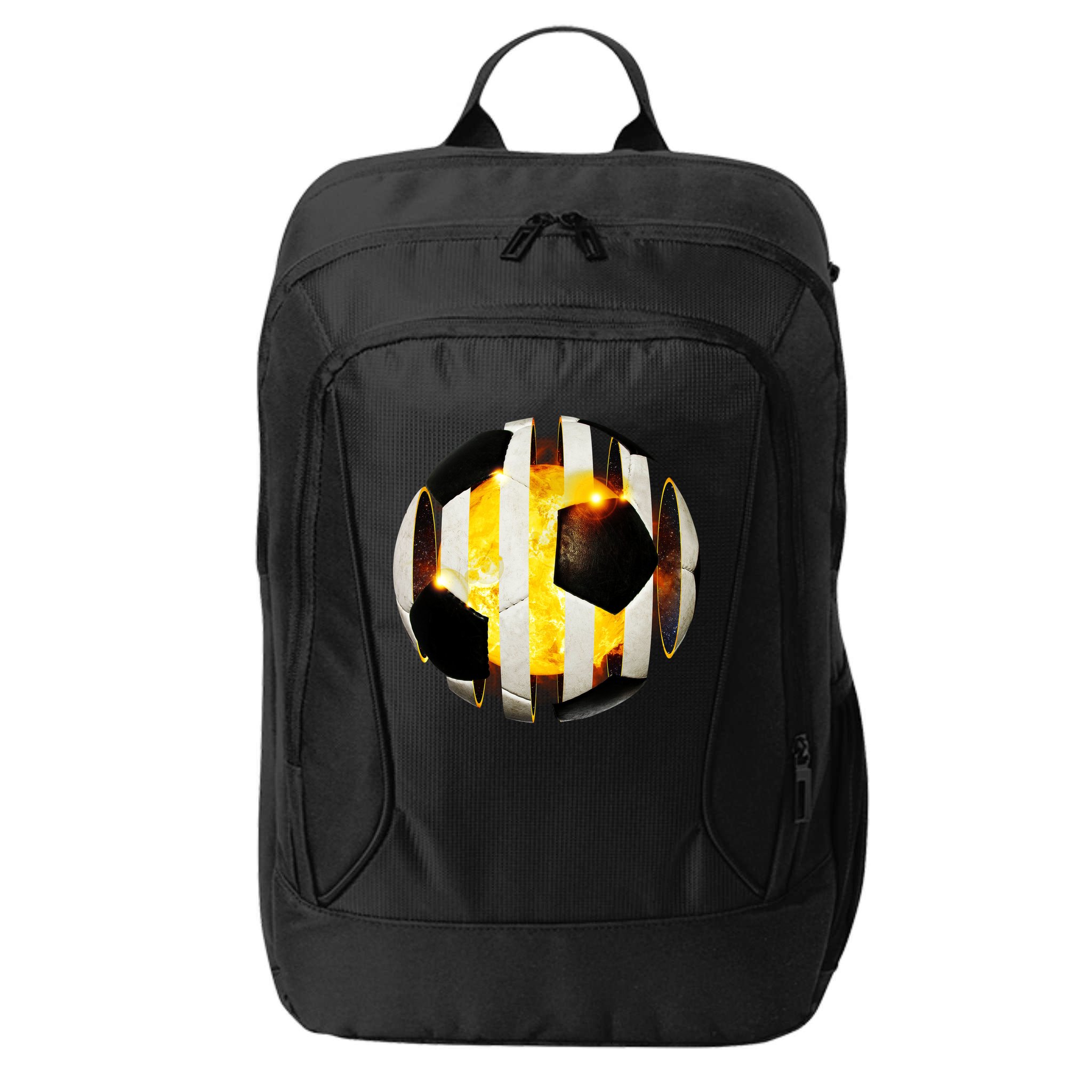 Ripped Soccer Futbol Fire Ball City Backpack