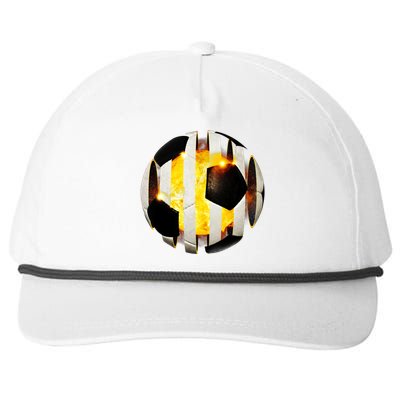 Ripped Soccer Futbol Fire Ball Snapback Five-Panel Rope Hat