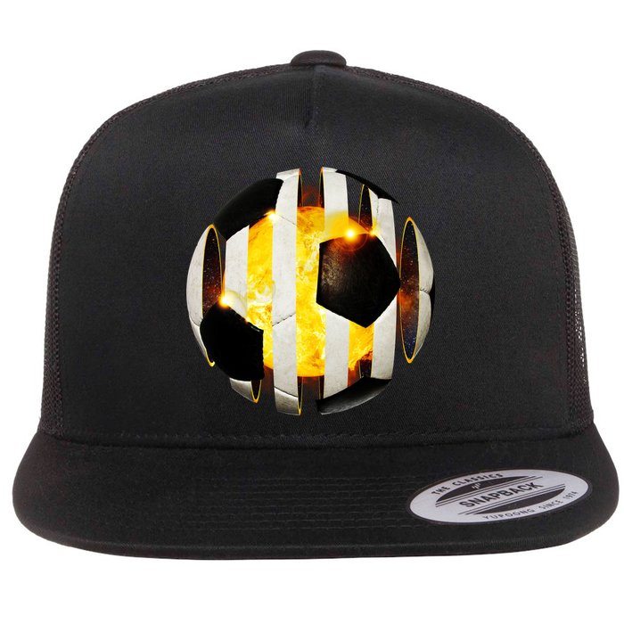Ripped Soccer Futbol Fire Ball Flatbill Hat