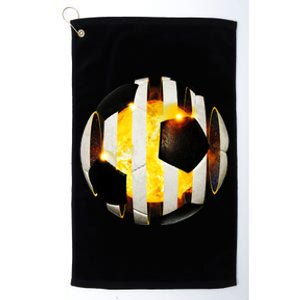 Ripped Soccer Futbol Fire Ball Platinum Collection Golf Towel