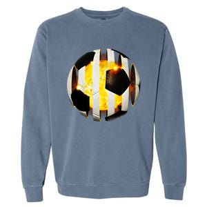 Ripped Soccer Futbol Fire Ball Garment-Dyed Sweatshirt