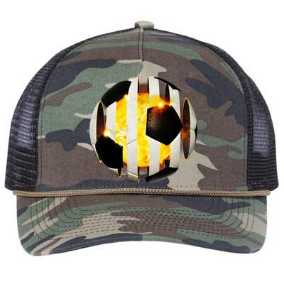 Ripped Soccer Futbol Fire Ball Retro Rope Trucker Hat Cap