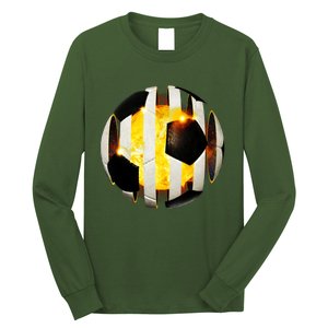 Ripped Soccer Futbol Fire Ball Long Sleeve Shirt