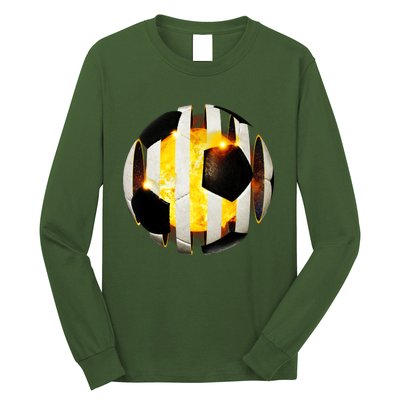 Ripped Soccer Futbol Fire Ball Long Sleeve Shirt