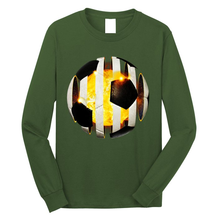 Ripped Soccer Futbol Fire Ball Long Sleeve Shirt