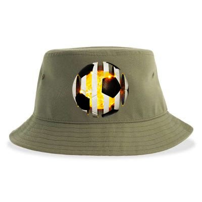 Ripped Soccer Futbol Fire Ball Sustainable Bucket Hat