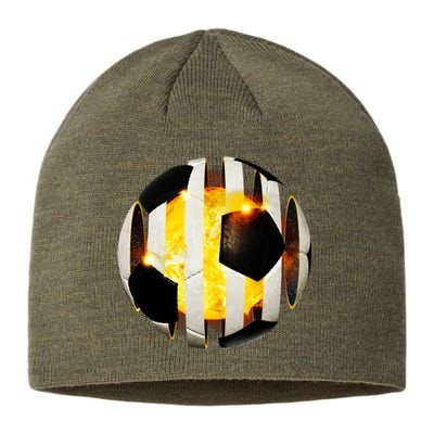 Ripped Soccer Futbol Fire Ball Sustainable Beanie