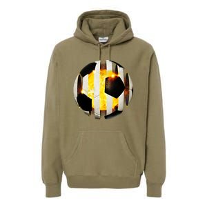 Ripped Soccer Futbol Fire Ball Premium Hoodie