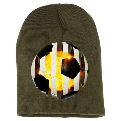 Ripped Soccer Futbol Fire Ball Short Acrylic Beanie