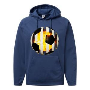 Ripped Soccer Futbol Fire Ball Performance Fleece Hoodie